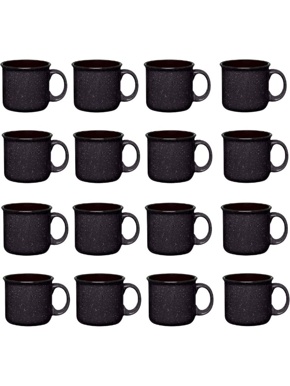 16 Ceramic Campfire Mugs - 15 Oz Black Coffee & Tea Cups for Home, Travel, DIY